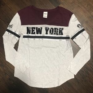 Pink/vs long sleeve shirt with New York sequins